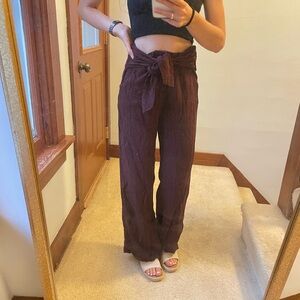 Free People Dark red Maroon Wide Leg Pants cottagecore boho coastal grandma y2k